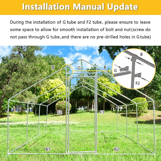 Large Chicken Coop Chicken Runs for Yard with Cover Outdoor Metal Pet Pens Poultry Cage Duck Rabbit House Backyard Use
