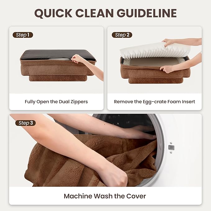 Orthopedic Dog Beds for Medium Size Dogs, Waterproof Egg-Crate Foam Pet Couch Bed with Soft Sides, Non-Slip Dog Sofa with Fleece Removable Washable Cover, 35" L Supportive Pet Sofa, Brown
