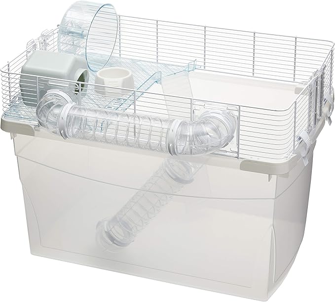 Ferplast Duna Space Hamster Cage, Extra-Deep 11.5-Inch Base Promotes Instinctual Burrowing While Containing Litter & Debris, Includes All Accessories and Play Tunnels, 22.6L x 18.7W x 21.5 Inches