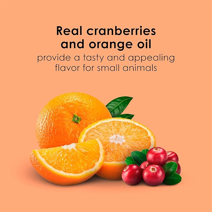 Kaytee Super C Bites Treat for Pet Guinea Pigs, Adult Rabbits, Chinchillas, and Other Small Animals, Cranberry and Orange, 4 oz (6 Pack)