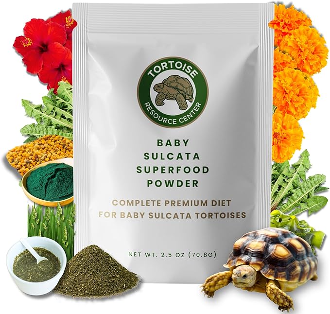 Baby Sulcata Food Powder with Calcium - Scientifically Formulated Diet for Healthy Growth - High Fiber Low Protein with Probiotics | 2.5 oz Bag | 2 Week Supply