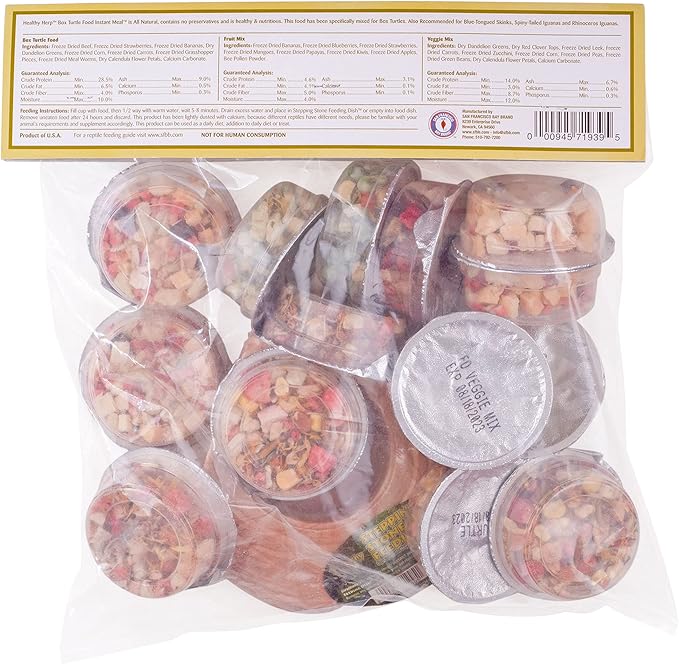 Healthy Herp Box Turtle Food Instant Meal for Reptiles - Nutritious Turtle Food, Tortoise Habitat Accessories - Made in USA - for Box Turtles, Lizards, Tortoises - Variety Pack (14 Cups & 1 Dish)