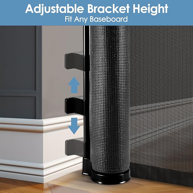 Reinforced 100” Wide Retractable Baby Gate with Support Rods, Upgrade Extra Wide Dog Gate Retractable Pet Gate to Prevent Crawling Through, Indoor/Outdoor Mesh Gate for Large Openings (Black)