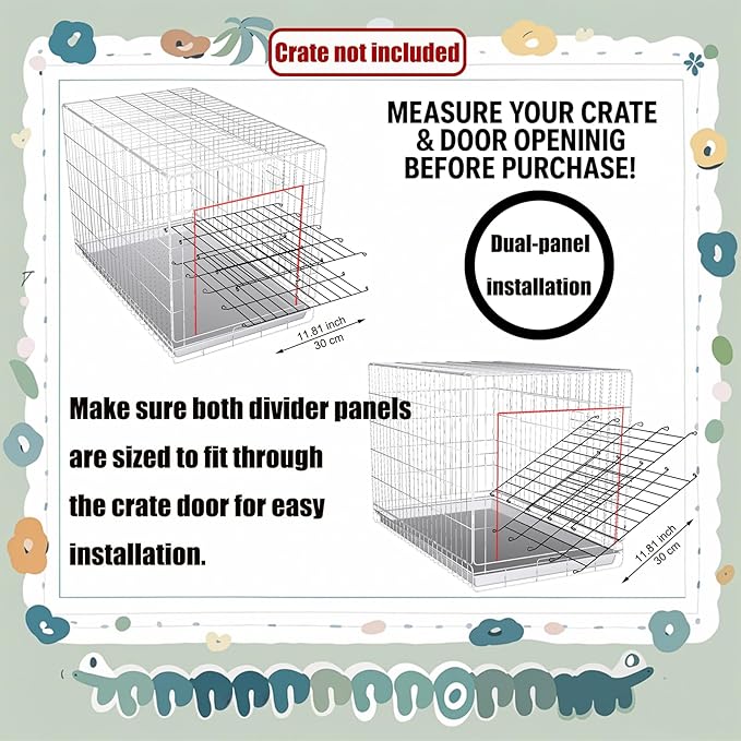 Dog Crate Divider Panel - 2 Pack Black Metal, Compatible with 24"-32" & Other Crate Sizes, 16.92" H x Adjustable Width 11.81"-20.86"(Dog Crate NOT Included)