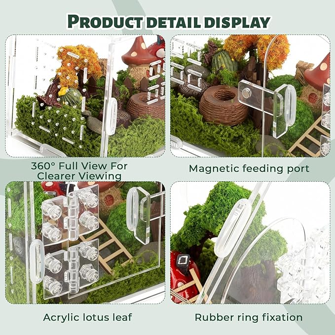 Jumping Spider Enclosure Small Acrylic Spider Cage Insect Terrarium Bug Enclosure Tarantula Enclosure Reptile Terrarium for Snail, Mantis, Lizard, and Small Reptiles - Big House Shape