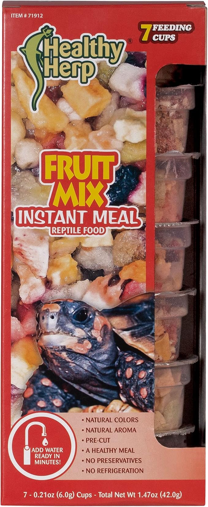 Healthy Herp Fruit Mix Instant Meal Reptile Food - Bearded Dragon Accessories & Bearded Dragon Food - Nutritious Blend for Bearded Dragons, Box Turtles, Tortoises, Hermit Crabs - 7 x 0.21 oz (6g) Cups