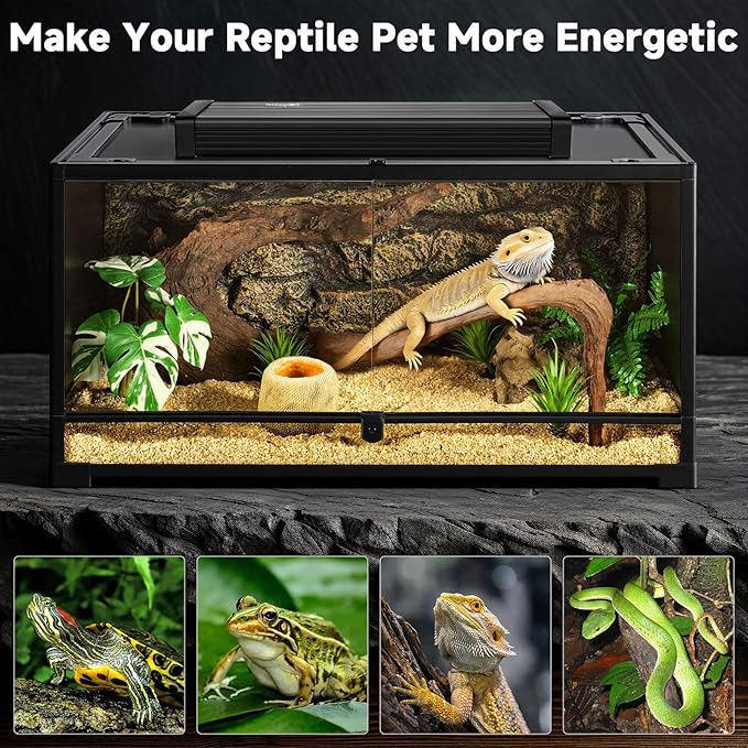 T5 UVB Reptile Light Fixture Upgrade Square HO UVB Bulb Lighting Combo Kit 10.0 UVB Light for Reptiles Terrarium Fluorescent 8W Reptile Light Bar UVA UVB Desert Lamp for Bearded Dragon Turtle Tank