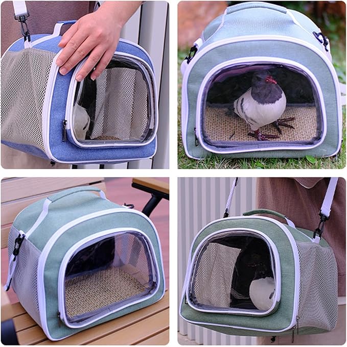 Clear Designed Pet Carrier Bag with Widening Handle& Mesh Window Foldable Bird Travel Out Package Travel Cage