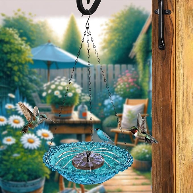 Large Capacity Outdoor Hanging Bird Feeder Water Fountain Attracts Wildlife ABS Construction Garden Decors Outdoor Bird Feeder for Wild Birds and Squirrels