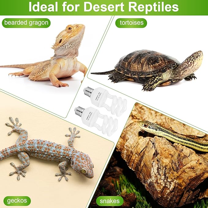 4 Pack UVB Reptile Light Bulb 10.0 Bulb for Desert Reptiles UVB Light Compact Fluorescent Terrarium Lamp for Bearded Dragon, Lizard, Tortoise, Iguanas, Snake, Gecko (13w,Light10.0)