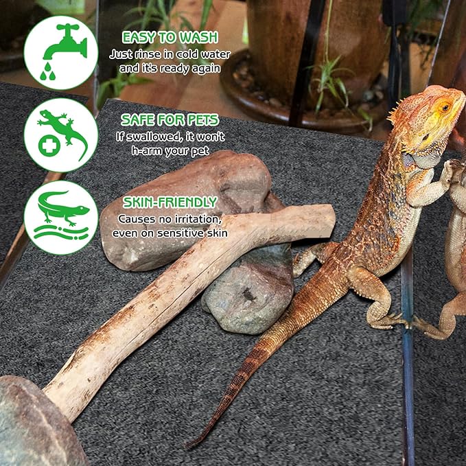Tfwadmx Reptile Carpet, 4 Pack of Bearded Dragon Mat Terrarium Bedding Substrate Liner Reptile Mat for Snake Turtle Lizard Geckos Hermit Crabs (20'' X 12'')
