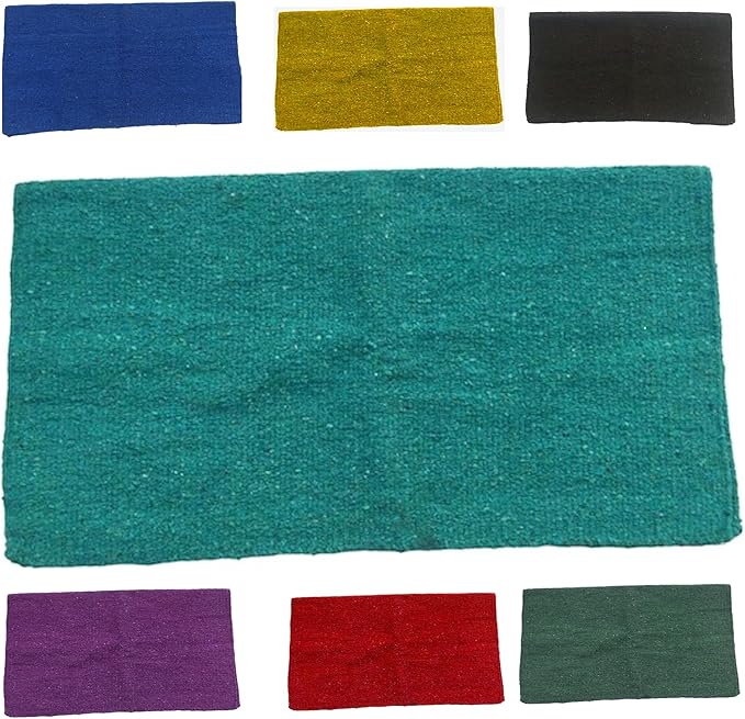 Majestic Ally Solid Color 34"x 36" Traditional Acrylic Saddle Blanket with Hemline Edges-3.7 lbs (Turquoise)