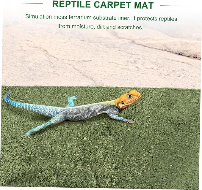 Totority 2pcs Reptile Habitat Cushion Moss Carpet Mat Simulation Substrate Liner Washable Reusable for Lizard Tortoise Frog Terrarium Bedding
