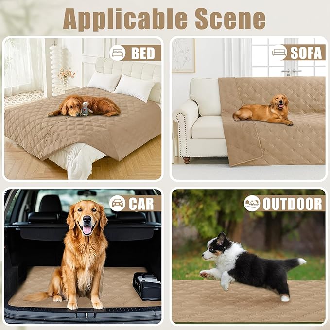 Smiry Waterproof Dog Bed Cover Blanket 30x53, Soft Reversible Pet Blanket, Washable Leakproof Cats Dogs Couch Cover for Sofa, Couch, Furniture, Camel/Camel