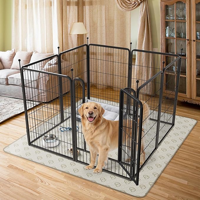 FXW Rollick Unleashed Dog Playpen for Indoor, Yard, RV Camping, 40 inch 8 Panels Dog Pen with Washable Pee Pad for Medium and Large Dogs, Black│Patented