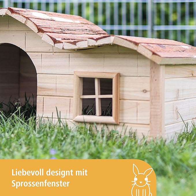 Kerbl Nature Plus House with Gently Curved Roof, Brown, 30 x 20 x 20 cm