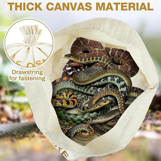 2 Pcs Snake Reptile Bag with Drawstring 20 x 28 Inch Snake Hunting Sack Pouches with Sewn Bottom Corners for Capturing Moving Transporting Hunting Catching Reptile Small Animal