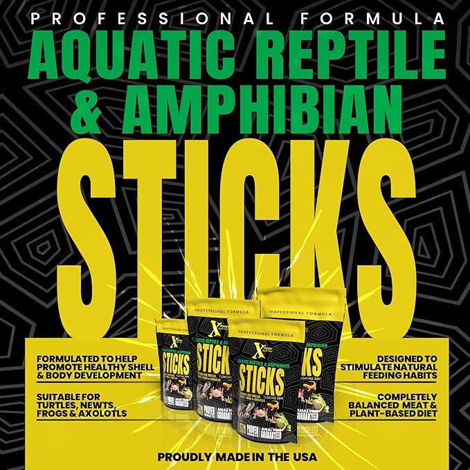 Xtreme Reptile 3mm Floating Sticks - Balanced Diet for Turtles, Newts, Frogs & Axolotls - Promotes Shell & Body Health, Zoo-Recommended Food Formula - USA Farm Grown (7 oz)