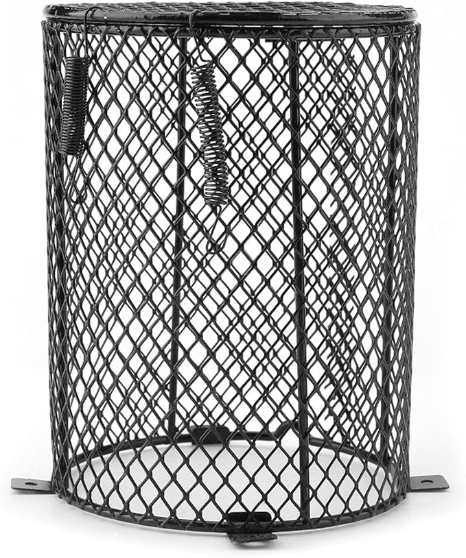 Reptile Lamp Cover, Iron Material, 6 Inch Height, Screws, Day Night Heating Ceramic Bulb, Cylinder Shape, for Reptile Lamps, with Pet Anti Scald Mesh (Round)