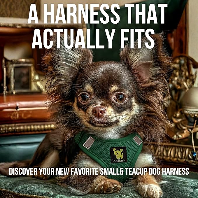 EcoBark Step in Dog Harness - Eco-Friendly Dog Harnesses for for Small & Medium Breed Dogs - Reflective and Adjustable Chest Body Halter Vest -Soft Luxurious Mesh (Forest Green, XL)