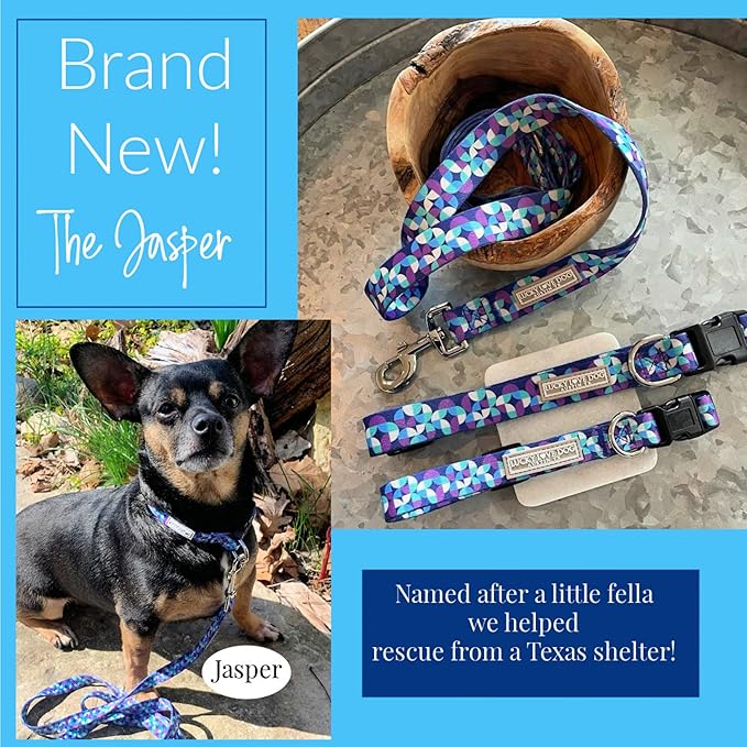 Lucky Love Dog - Adjustable Dog Collar and Leash Set with Easy Click Buckle for Large Dogs, Durable, & Comfortable Collar for Male & Female Dogs, Puppies & Adult Ones - Jasper Combo, Large