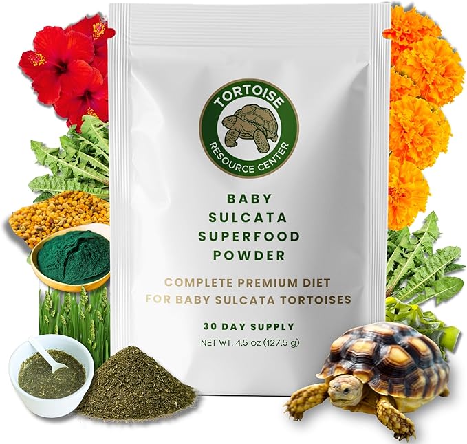 Baby Sulcata Food with Calcium - Human Grade Scientifically Formulated Diet for Healthy Growth - High Fiber Low Protein with Probiotics - 4 oz 30-Day Supply (Makes a
