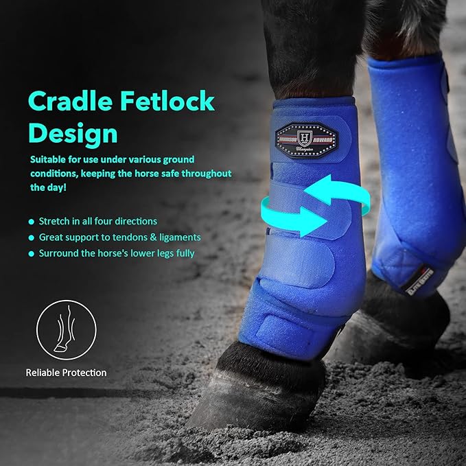 Harrison Howard Horse Sport Medicine Front Shock-Absorbing Boots All-Round Lower Limb Protection & Support Sport Boots Perfect for Endurance Training and Performance Pack of 2 Aquamarine M