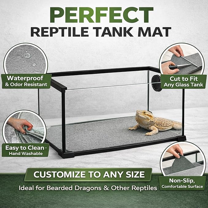 Mechpia 47" x 24" Large Reptile Carpet Terrarium Liner Bedding Reptile Substrate Mat Tank Accessories for Bearded Dragon Snake Lizard Tortoise Leopard Gecko (Grey)