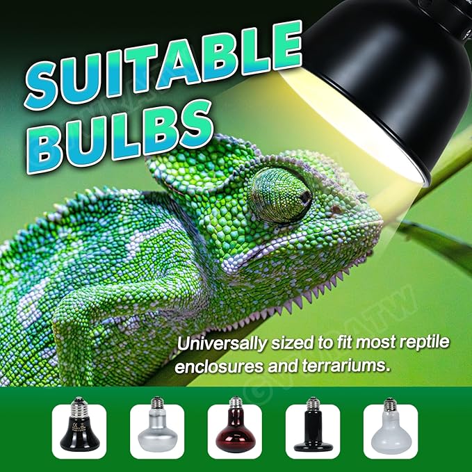5.5 Inch Shallow Dome Reptile Lamp Fixture, Suitable for UVB Bulbs and Basking Heat Bulbs, Max 160W.