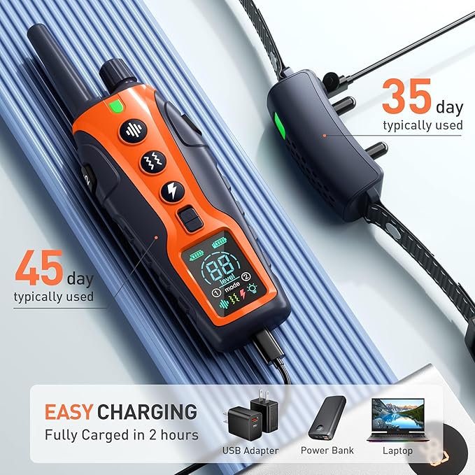 Dog Shock Collar 2 Dogs(15-150lbs) with Flashing Light for Night Walks,4500FT Dog Training Collar Adjustable Pitch Beep(1-8), Vibration(1-16), Safe Shock(1-99), and Keypad Lock