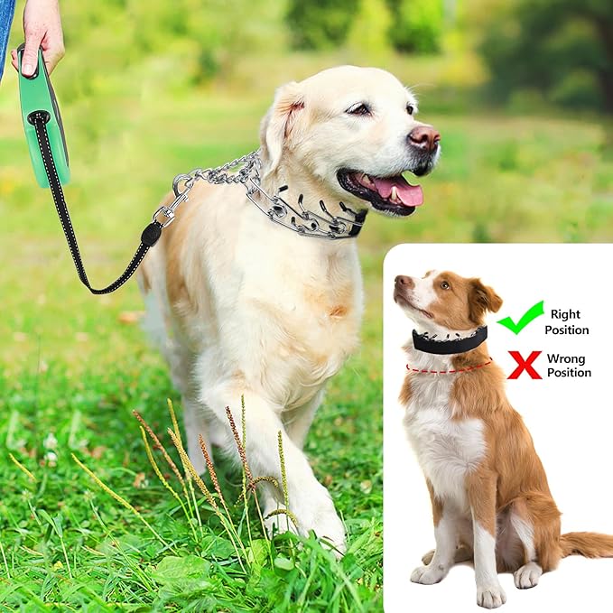 Prong Collar for Large Dogs with Nylon Cover, Dog Pinch Collar,Dog Training Collar,High Strength Quick Release Buckle,Comfort Rubber Tips (Black，4.0mm, 23.6-Inch)
