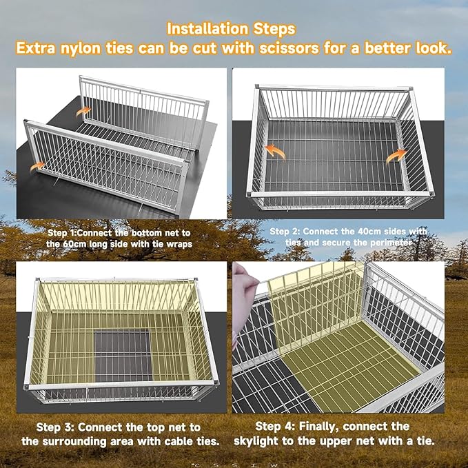 Carrier Pigeon Cage Pigeon Bird Trap Cage One-Way Entrance Trapping U-Trap Door for Quail Doves(Black,100 * 60cm)