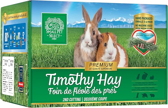 Small Pet Select 2nd Cutting Perfect Blend Timothy Hay Pet Food for Rabbits, Guinea Pigs, Chinchillas and Other Small Animals, Premium Natural Hay Grown in The US, 12 LB