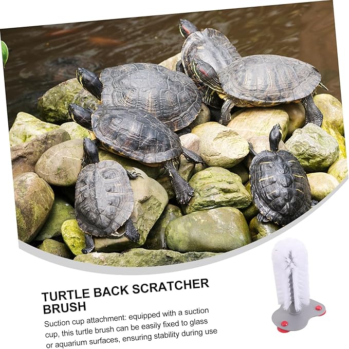 POPETPOP Turtle Shell Cleaning Brush Suction Cup Soft Bristles Aquarium Turtle Brush