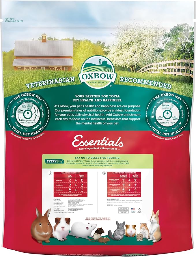 Oxbow Essentials Mouse & Young Rat Food, Pet Food for Rats & Mice, All-Natural Vitamin & Mineral Rich Formula, Veterinarian Recommended, Oxbow, Rodent Pellets, Made in USA, 25 lb. Bag