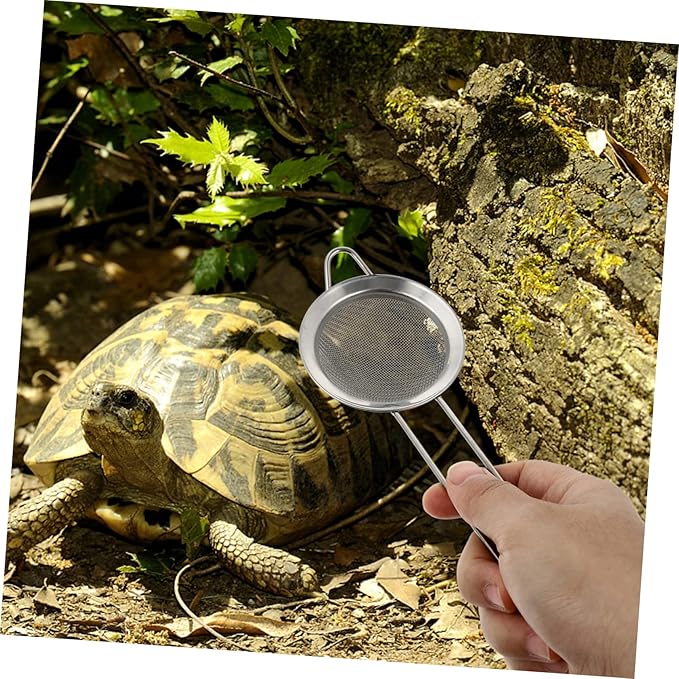 Sosoport 2pcs Metal Reptile Sand Scoop Fine Mesh Litter Cleaner for Easy Excrement Removal Terrariums and Aquariums for Tortoise and Reptile Care