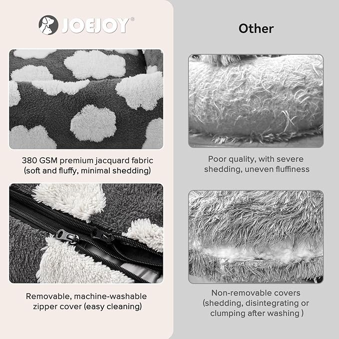 JOEJOY Large Dog Beds Large Sized Dog, Rectangle Washable Orthopedic Pet Bed with Removable Zipper Cover, Cute Soft Calming Puppy Pet Bed with Jacquard Shaggy Plush & Non Skid Bottom