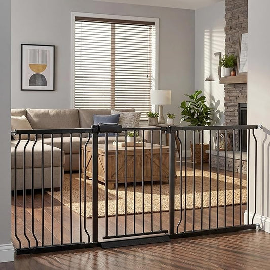 Extra Wide 76.4-81 Inch Large Baby Gates for Stairs, Doorways - No Drilling, Pressure Mounted Pet Gates for Kids & Dogs
