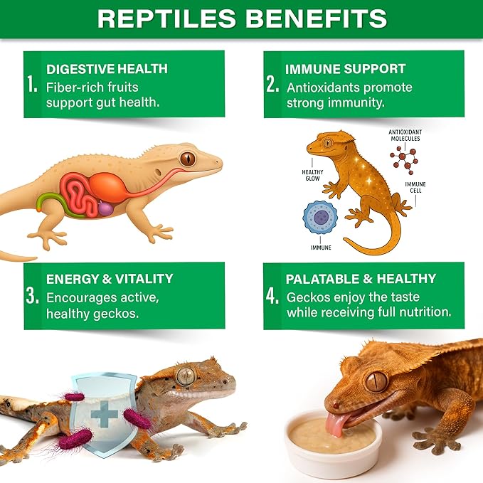 Gargeer 'Picky Geck' Rainforest Mist - Premium Crested Gecko Food | Immune & Digestion Support with Banana, Papaya, Fig & Blueberry | No Fillers - Only Premium Ingredients | 2oz | Made in USA
