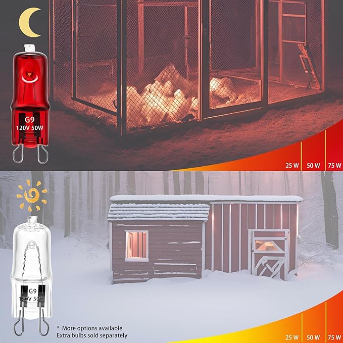 3 Pack Replacement G9 Basking Spot Heat Lamp for Chickens, Tiny Clear Bulbs Beads (25 Watt)