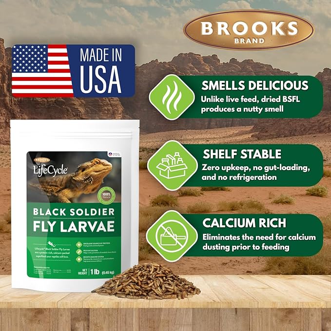 Black Soldier Fly Larvae, Bearded Dragon Food, Bugs for Reptiles, Worms for Geckos, Insect Protein, Baby Bearded Dragon Food, Made in USA (1 Pound (Pack of 1))