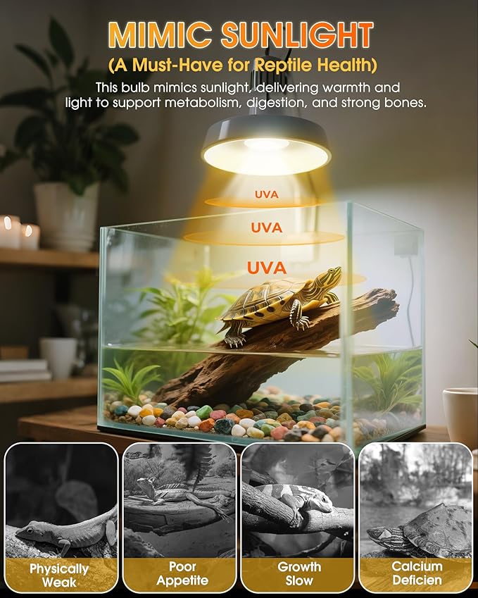 50W UVA+UVB Reptile Heat Lamp, 4 Pack Heat Lamp Light Bulbs for Reptiles, Amphibian Basking Lights, Terrariums and Cages,Works with Various Lamp Fixtures, for Bearded Dragon, Lizard, Gecko,Turtle