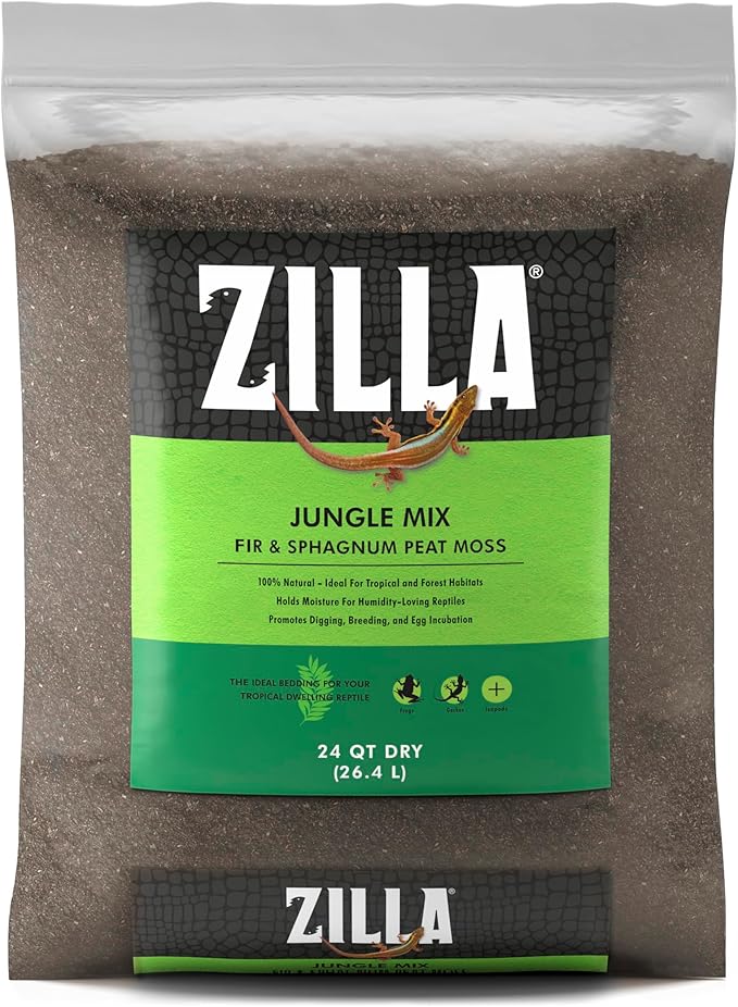 Zilla Pet Reptile Terrarium Substrate Bedding, Jungle Mix, for Frogs, Rainforest Geckos, Toads and Snakes, 24 Quart, 2 Pack