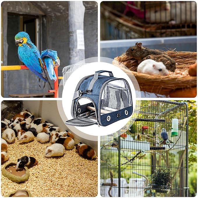 Bird Travel Cage - 33x24x26cm Small Parrot Bird Travel Cage, Lightweight Backpack for Parrot with Shoulder Strap | Portable Small Animal Carrier | Portable Birds Backpack for Budgies, Parakeets, Gent