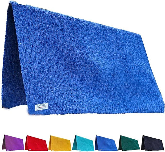 Majestic Ally Solid Color 34"x 36" Traditional Acrylic Saddle Blanket with Hemline Edges-3.7 lbs (Royal Blue)