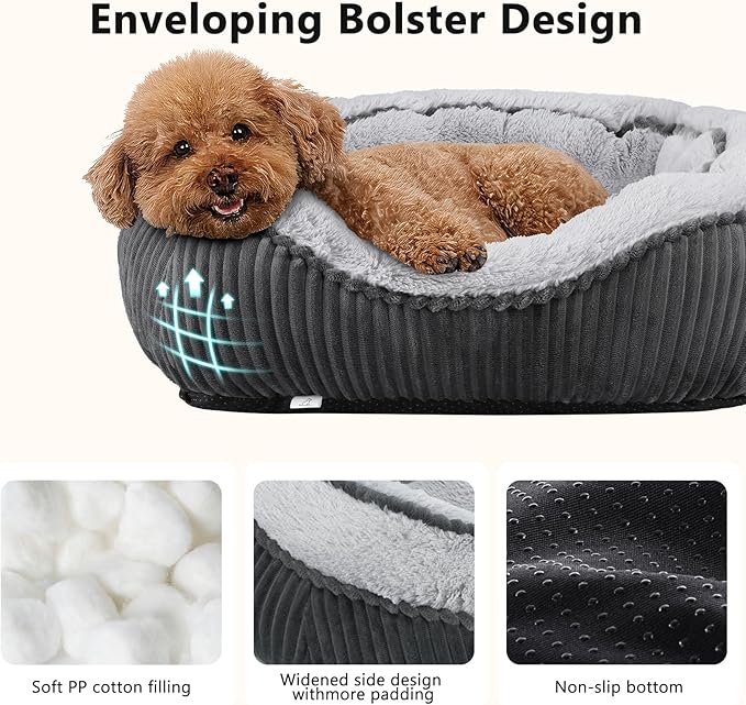 SIWA MARY Washable Dog Beds for Medium Dogs, Rectangle Medium Large Sized Dog Bed, Soft Breathable Big Dog Pet Bed, Durable Calming Orthopedic Pet Bed with Anti-Slip Bottom, L(30"x24"x9")