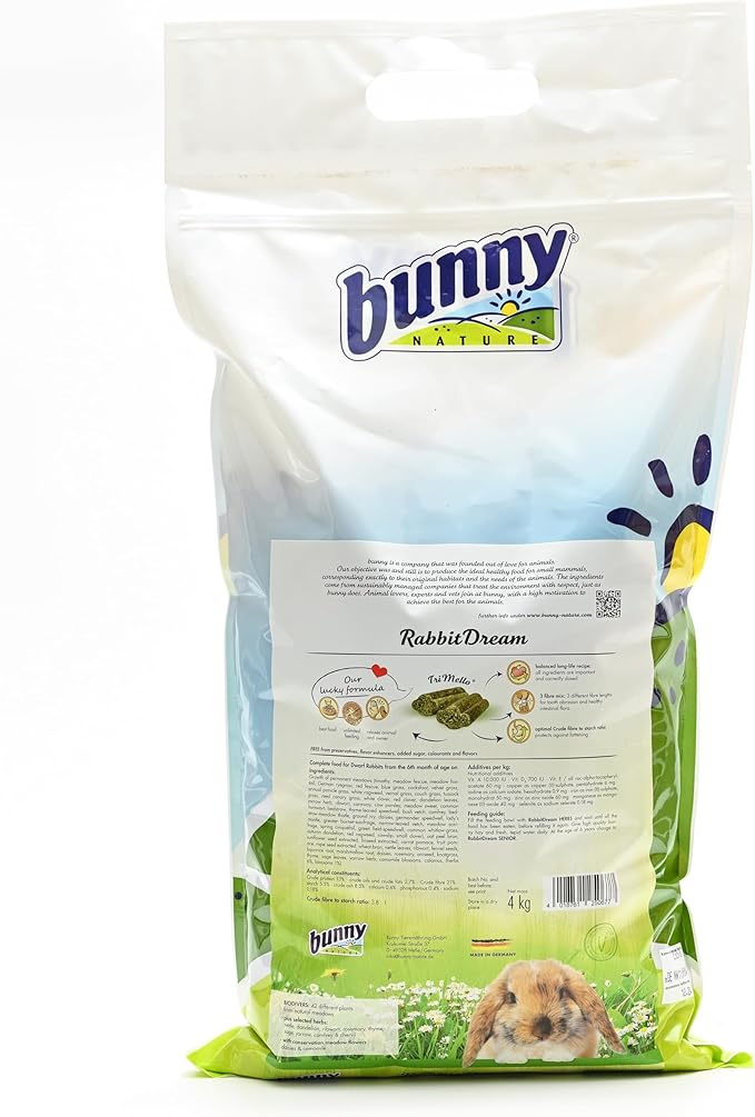 Bunny Nature RabbitDream Herbs Food – Holistic and Balanced Rabbit Food with 42 Grasses, Herbs, Plants, Blossoms and High-Fiber Pellets, 6 Months and Older – Promotes Healthy Digestion - 8.8 lbs