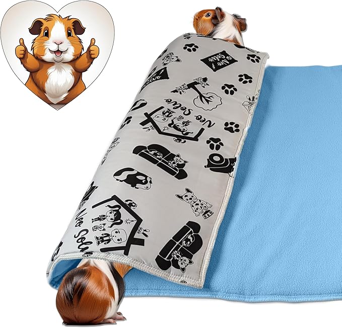 Fleece Playground for Guinea Pig and Rabbit - All in One, It's a Blanket, a Giant Tunnel, a House, a Cushion and a Bed - 41.3 x 27.6 in - Green