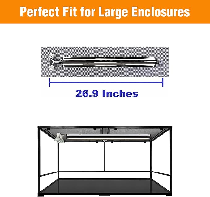 CAROLINACUSTOMCAGES T5HO Double 22” UVB Reptile Light Fixture 24w, Bearded Dragon and Reptile Terrarium Light Fixture