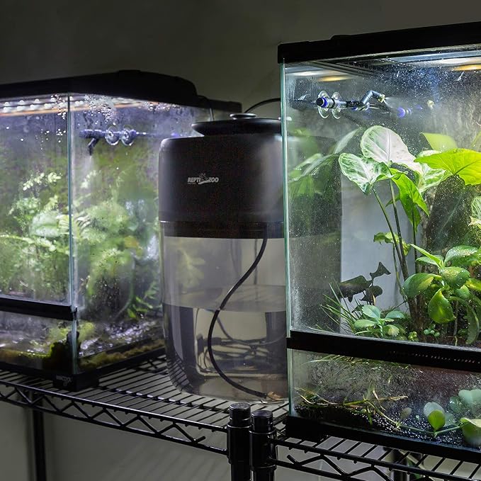 REPTI ZOO 10L Reptile Mister Fogger Terrariums Humidifier Extremly High Pressure Silent Pump Fog Machine Misting Rainforest Sprayer System Tank with 4PCS Nozzles for a Variety of Reptiles/Amphibians